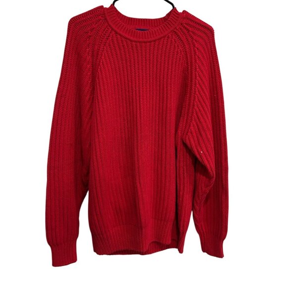 Vintage Gap Red Knit Cotton Sweater Crewneck Long Sleeve Sz Medium - Picture 1 of 9